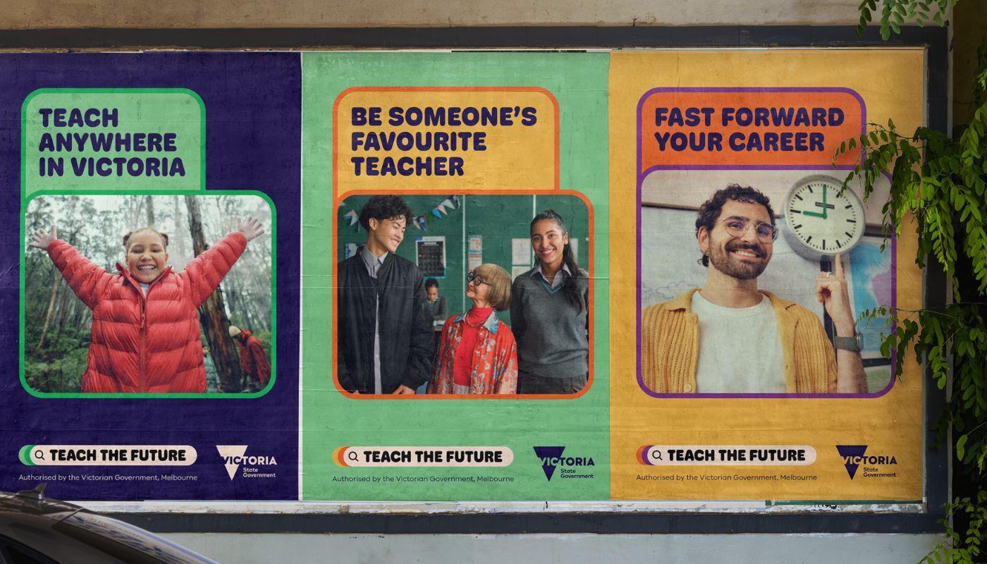 An image of Teach The Future posters on a wall
